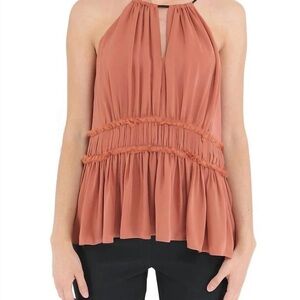 CINQ A SEPT  Lotus Halter Top In Blush Pink - XS